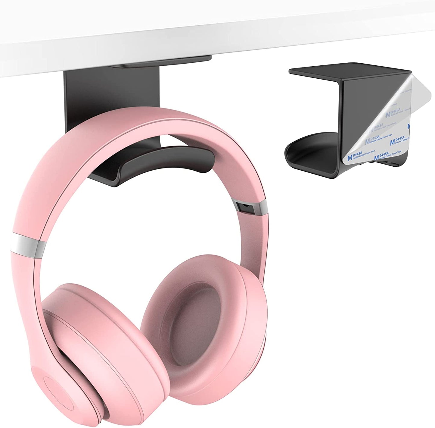 Homemount Headphone Hook under Desk - Headphone Holder under Table, Adhesive Gaming Headphone Stand Hanger Desk Mount for Most Headphone（Black）  HomeMount   