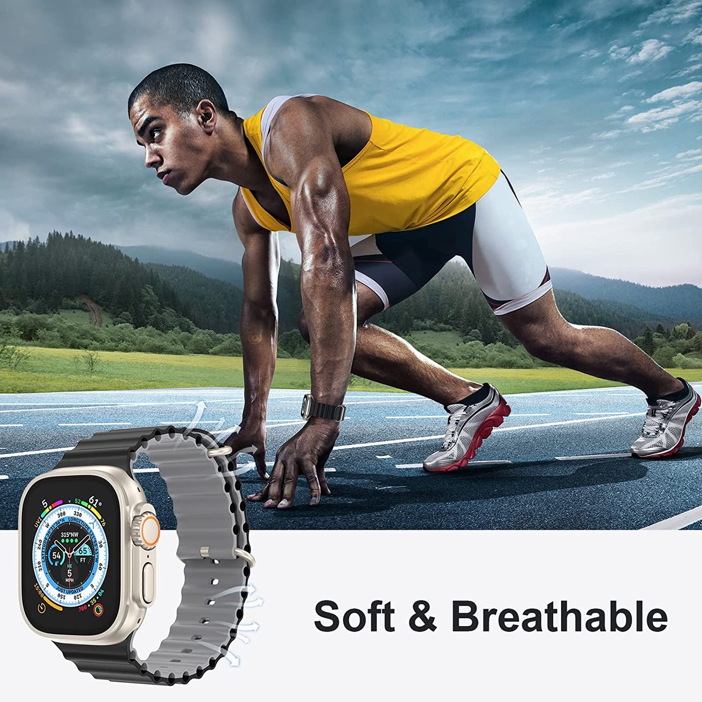 5 Pack Ocean Ultra Band Compatible for Apple Watch Band 49Mm 44Mm 45Mm, Soft Silicone Adjustable Loop Titanium Buckle Sport Strap for Iwatch Series Ultra SE 8 7 6 5 4 3 2 Women Men  OWUSHEE   