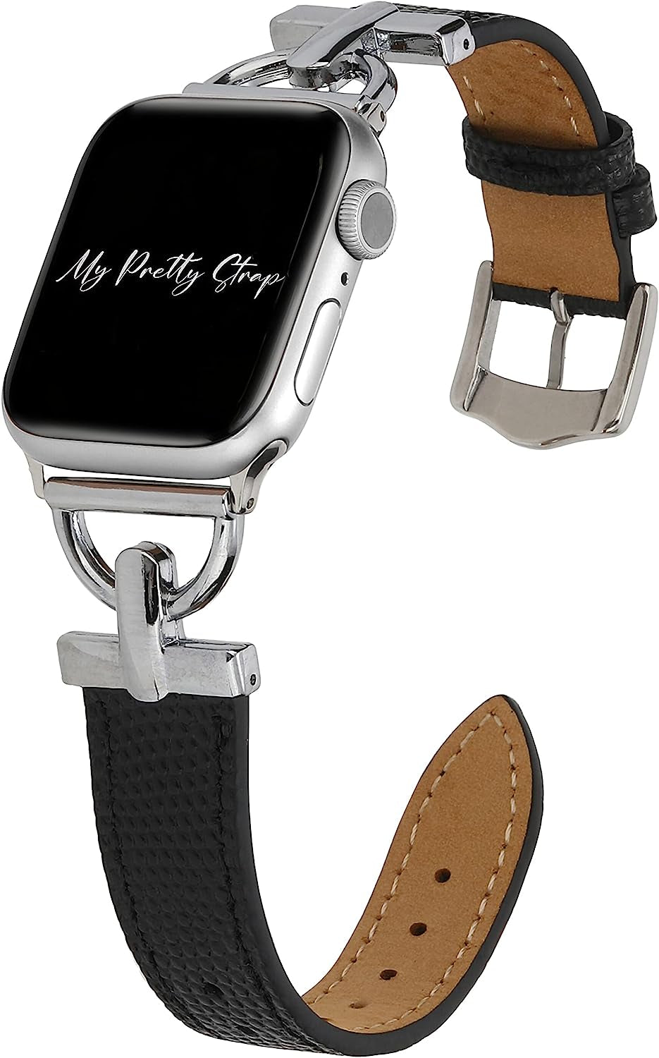 My Pretty Strap Glam Leather Band Compatible with Apple Watch 38/40/41Mm or 42/44/45/49Mm, Stainless Steel and Genuine Leather for Women  My Pretty Strap   