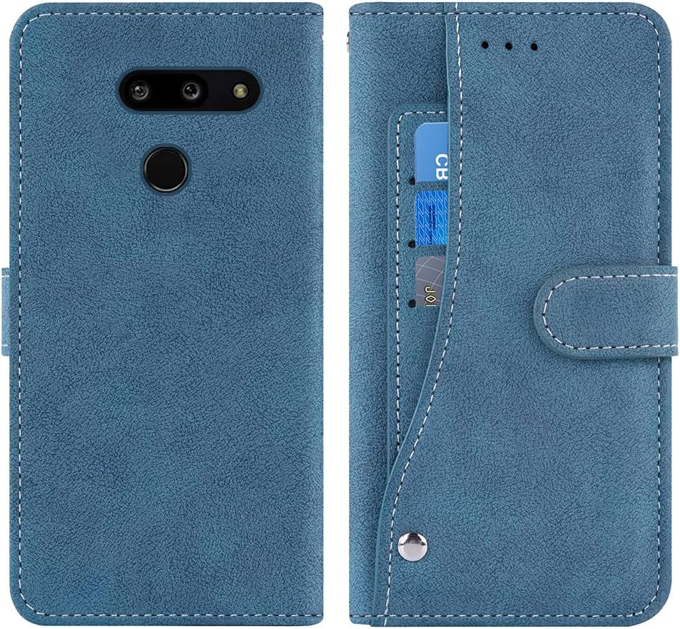 Asuwish Compatible with LG G8 Thinq Wallet Case and Tempered Glass Screen Protector Flip Cover Credit Card Holder Stand Cell Accessories Phone Cases for LGG8 Thin Q G 8 LG8 G8Thinq Lgg8Thinq 8G Blue  NSS   