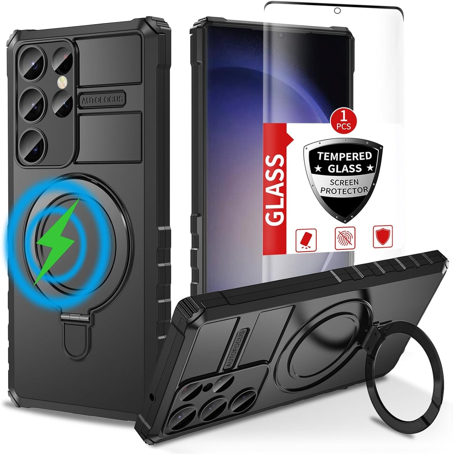 IYTRRYH Magnetic for Samsung Galaxy S21 Ultra Case[Compatible with Magsafe] with Tempered Glass Screen Protector,Military Grade Drop Protection Shockproof Galaxy S21 Ultra Phone Case Man 6.8'' Black  IYTRRYH Black Samsung Galaxy S23 Ultra 