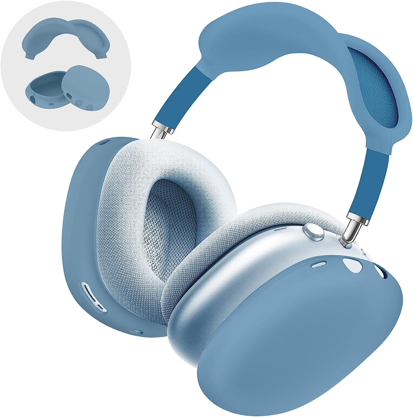 Vsagier Silicone Case for Airpods Max Headphones, Scratch-Resistant Earcup Caps and Headband Cover for Airpods Max, Airpods Max Accessory Skin Case,(Light Pink)  Vsagier O-Blue  