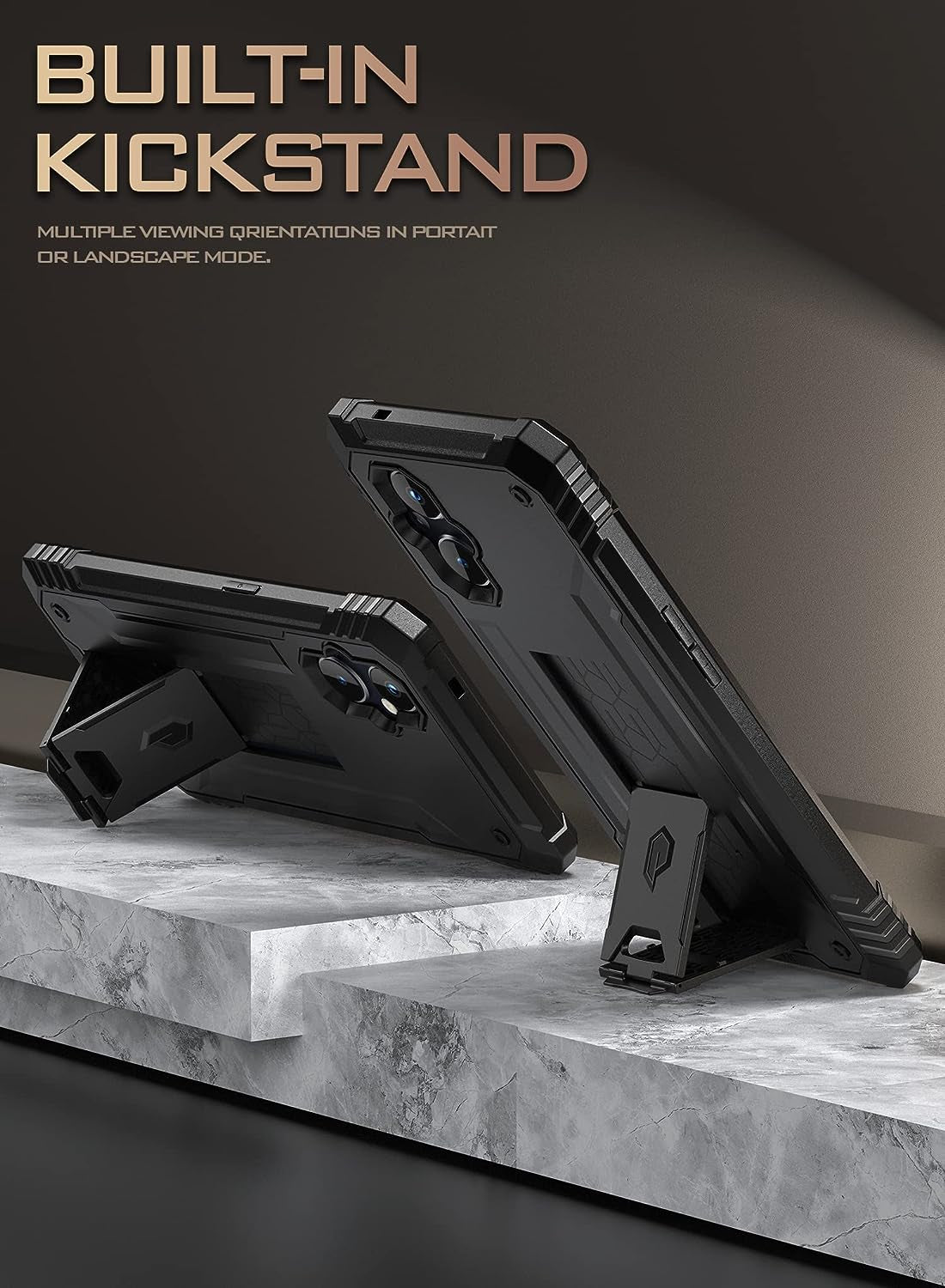 Poetic Revolution Series Case for Oneplus Nord N20 5G, [6FT Mil-Grade Drop Tested], Full-Body Rugged Dual-Layer Shockproof Protective Cover with Kickstand and Built-In-Screen Protector, Black  Poetic   