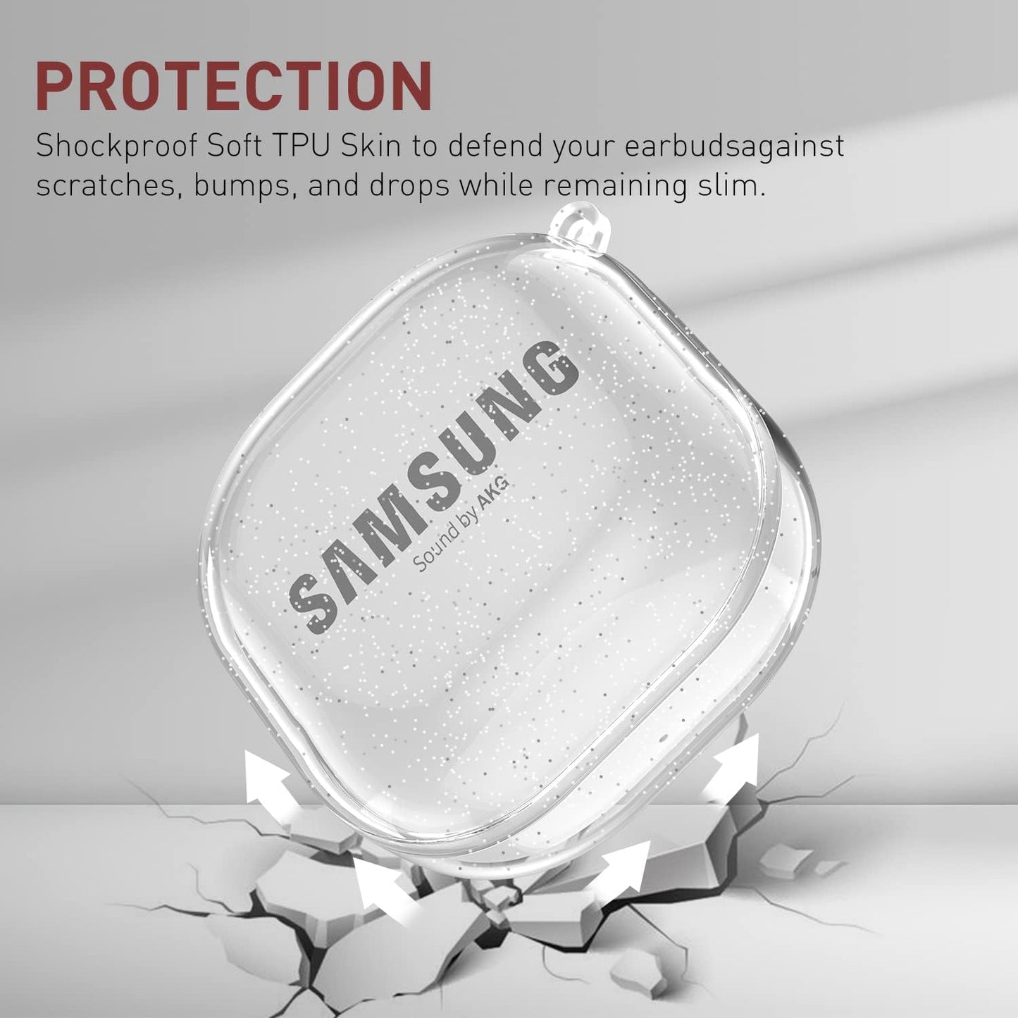 AIIKO Compatible Galaxy Buds 2 Pro Case 2022/Galaxy Buds 2/Pro Case 2021 /Galaxy Buds Live Case 2020 Clear Soft TPU Shockproof Case Protective Cover for Samsung Earbuds with Keychain - Glitter Clear  AIIKO   