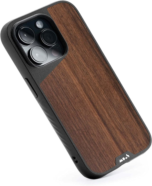 Mous - Protective Case for Iphone 14 Pro - Walnut - Limitless 5.0 - Fully Magsafe Compatible - Real Wood Iphone 14 Pro Case Shockproof  Mous   