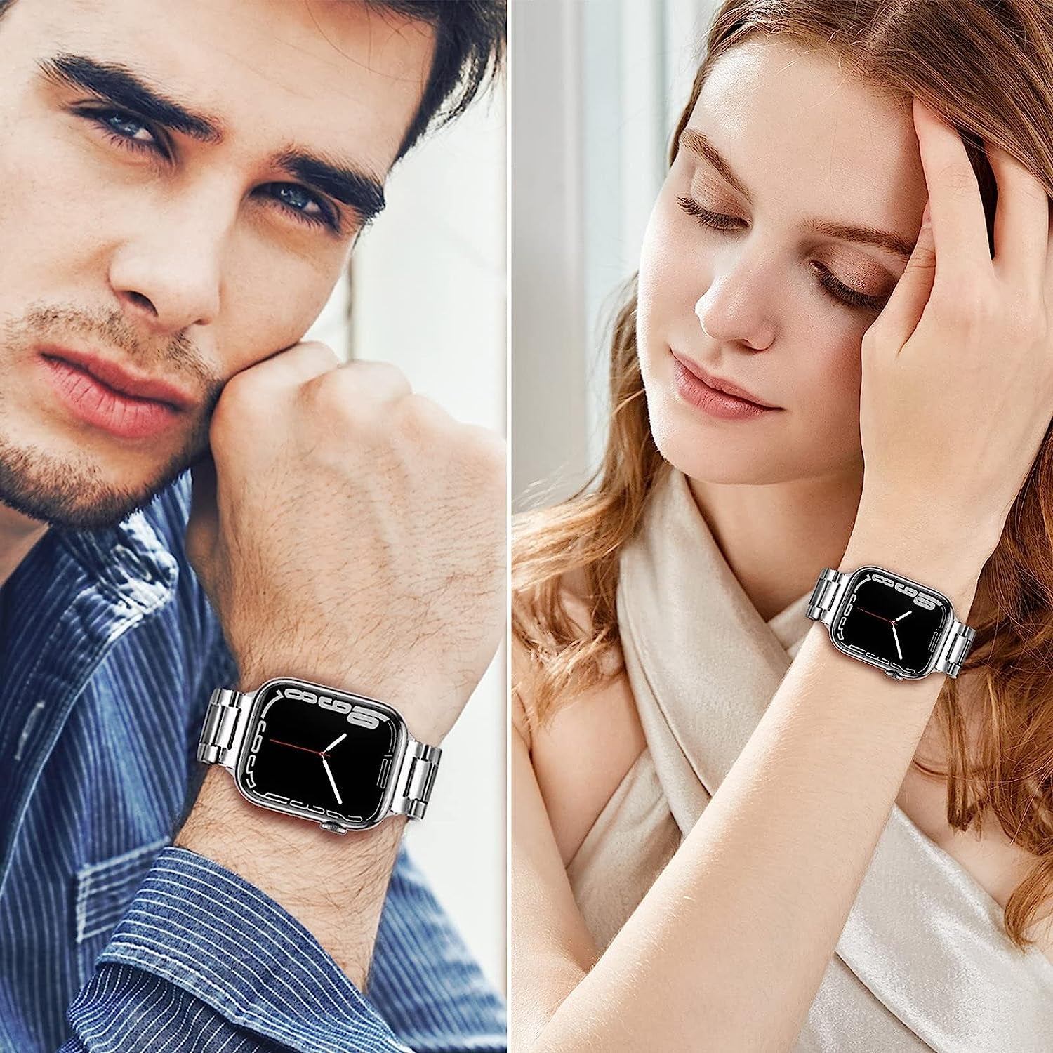 Trumirr Band for Apple Watch Series 8 7 41Mm Silver, Solid Stainless Steel Watchband Replacement Strap for Iwatch SE Series 8 7 6 5 4 3 2 1 41Mm 40Mm 38Mm  TRUMiRR   