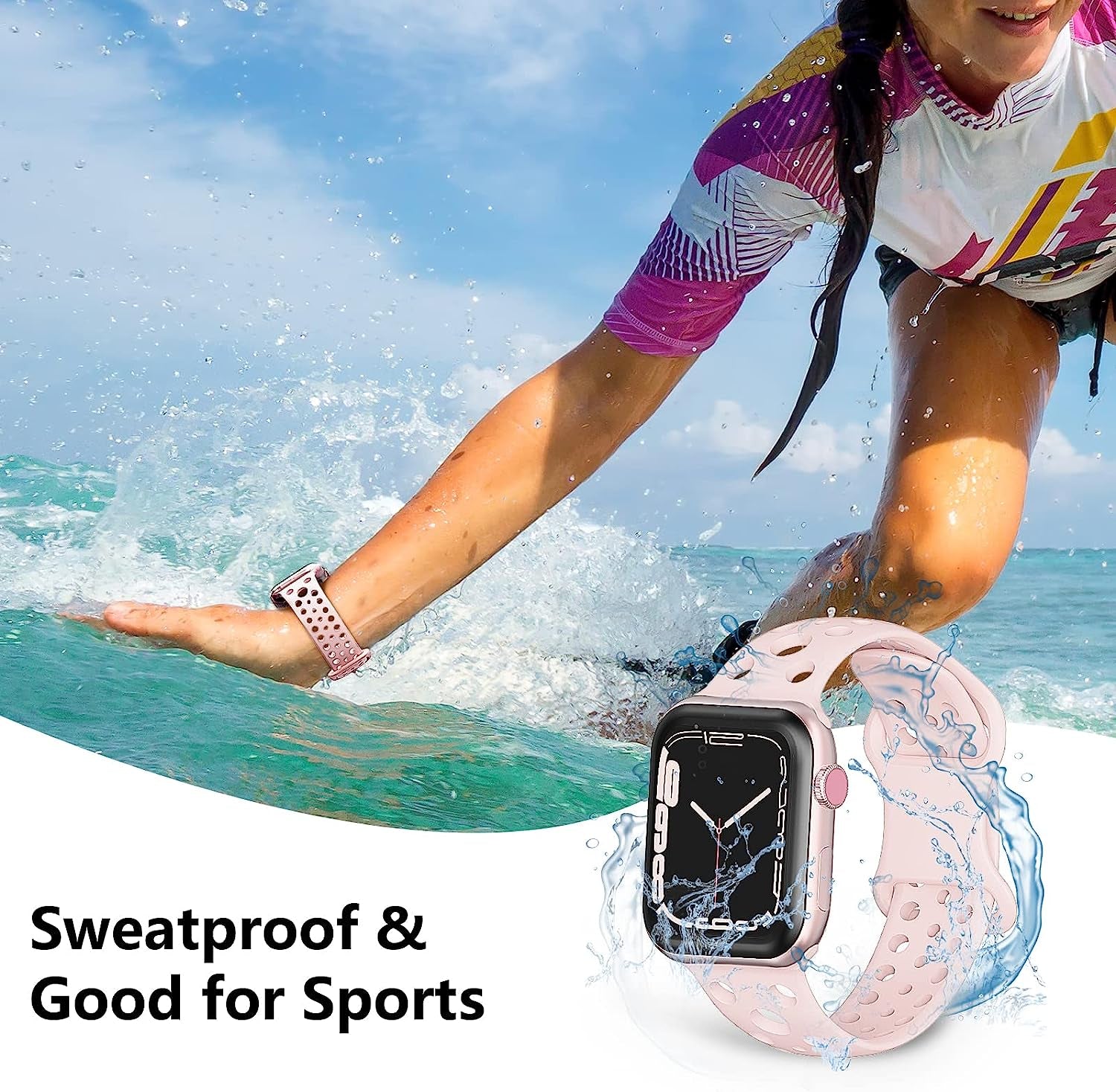 Wohben 6 Pack Sport Bands Compatible with Apple Watch Band 38Mm 40Mm 41Mm 42Mm 44Mm 45Mm Women Men, Breathable Soft Silicone Bands Waterproof Replacement Strap for Iwatch Series 7 6 5 4 3 2 1 SE  Wohben   