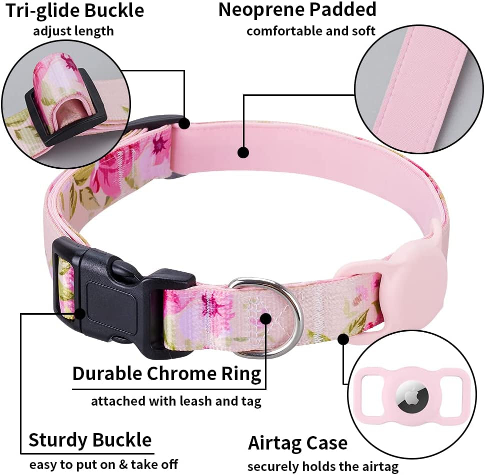 Airtag Cat Collar, Animire Soft Neoprene Padded Air Tag Collar for Extra Small Dogs, Polyester Puppy Pet Collar with Silicone Airtag Case Holder Accessories, 8"-12" Neck  Animire   