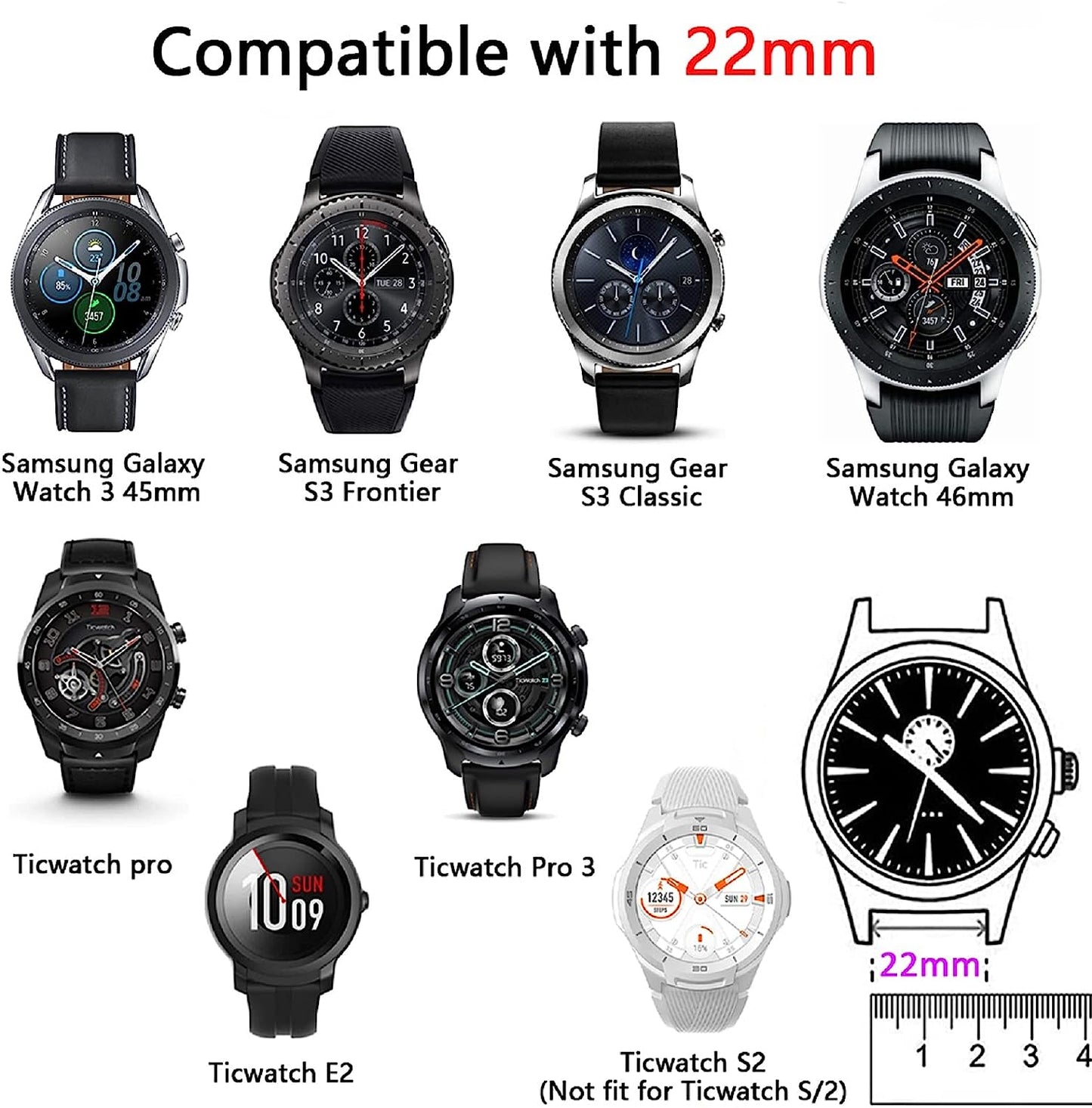 AHXLL 22Mm Watch Bands Compatible with Samsung Galaxy Watch 3 45Mm Band/Galaxy Watch 46Mm/ Gear S3 Frontier, Sport Loop Stretchy Nylon Wristband for Men Women, 5 Packs  AHXLL   