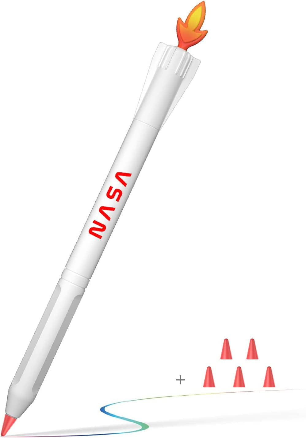 Lowgeeker Compatiable with Apple Pencil 2Nd Generation Case Cover, Protective Durable Soft Silicone Cover Holder Sleeve Accessories for Apple Pencil 2Nd Generation NASA, White  LowGeeker   