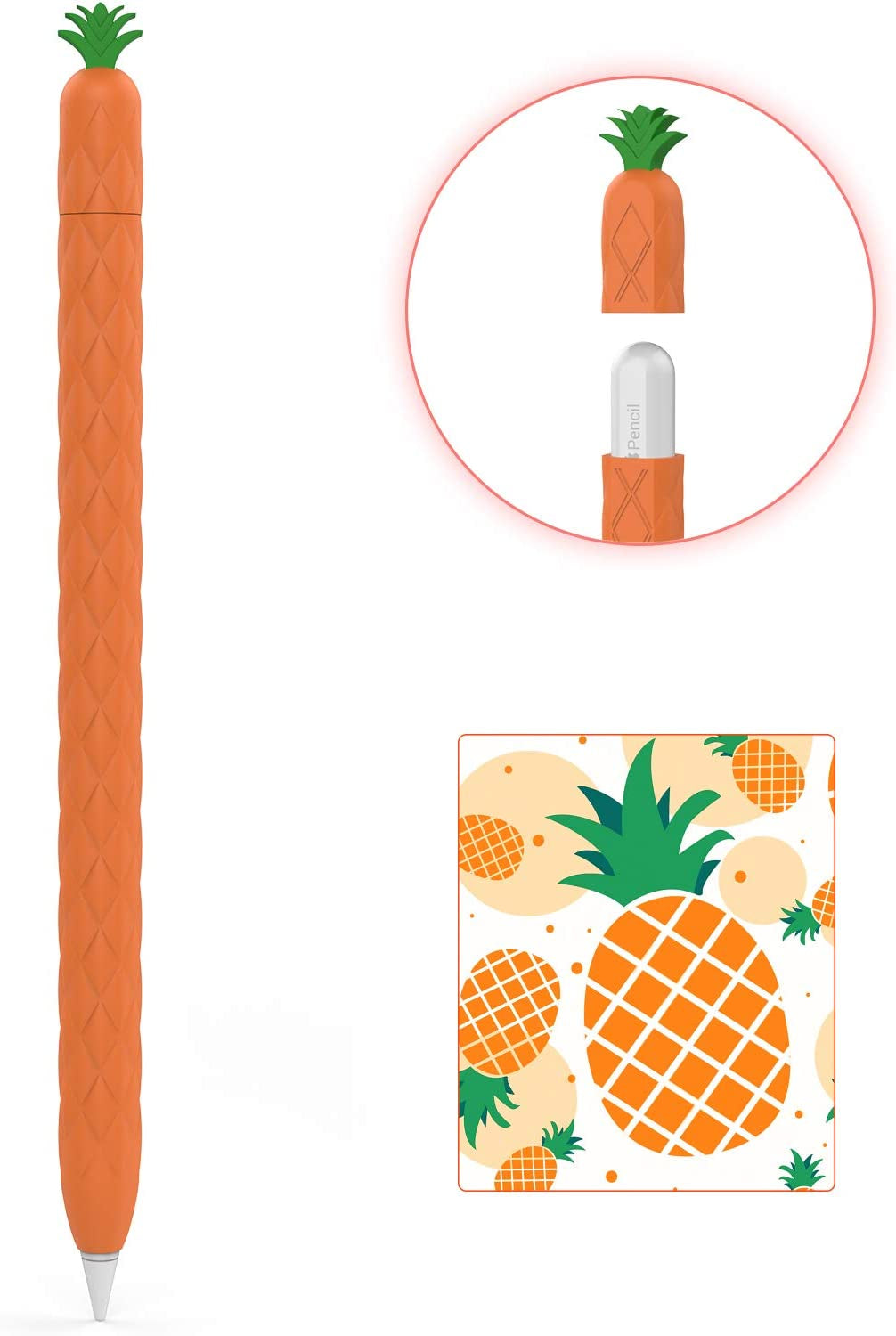 Ahastyle Ipencil Case Sleeve Cute Fruit Design Silicone Soft Protective Cover Accessories Compatible with Apple Pencil 1St Generation (Yellow)  AHASTYLE Orange Apple Pencil 2nd 