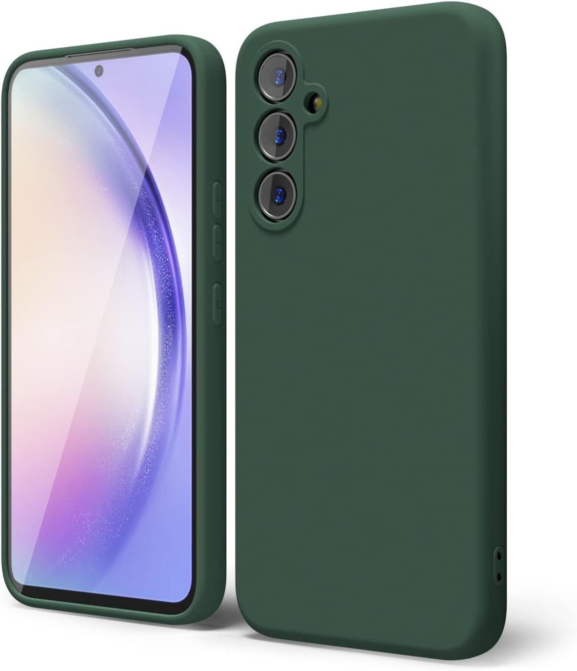 Oakxco for Samsung Galaxy A53 Phone Case Liquid Silicone, Cute Thin Slim Soft Rubber TPU Plain Smooth Gel Cover for Women Girl, Matte Solid Protective & Shockproof, Black  oakxco Dark Green A54 