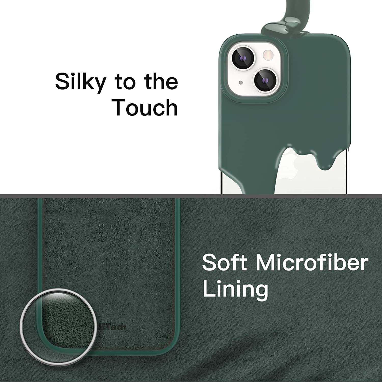 Jetech Silicone Case for Iphone 14 6.1-Inch, Silky-Soft Touch Full-Body Protective Phone Case, Shockproof Cover with Microfiber Lining (Midnight Green)  JETech   