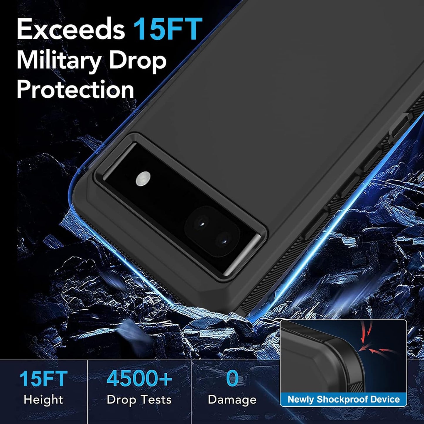 Aimoll-88 for Google Pixel 6A Case, with Built in Screen Protector Heavy Duty Drop Protection, Full Body Rugged Shockproof Dustproof Tough Protective Phone Cover for Google Pixel 6A Black  Aimoll-88   