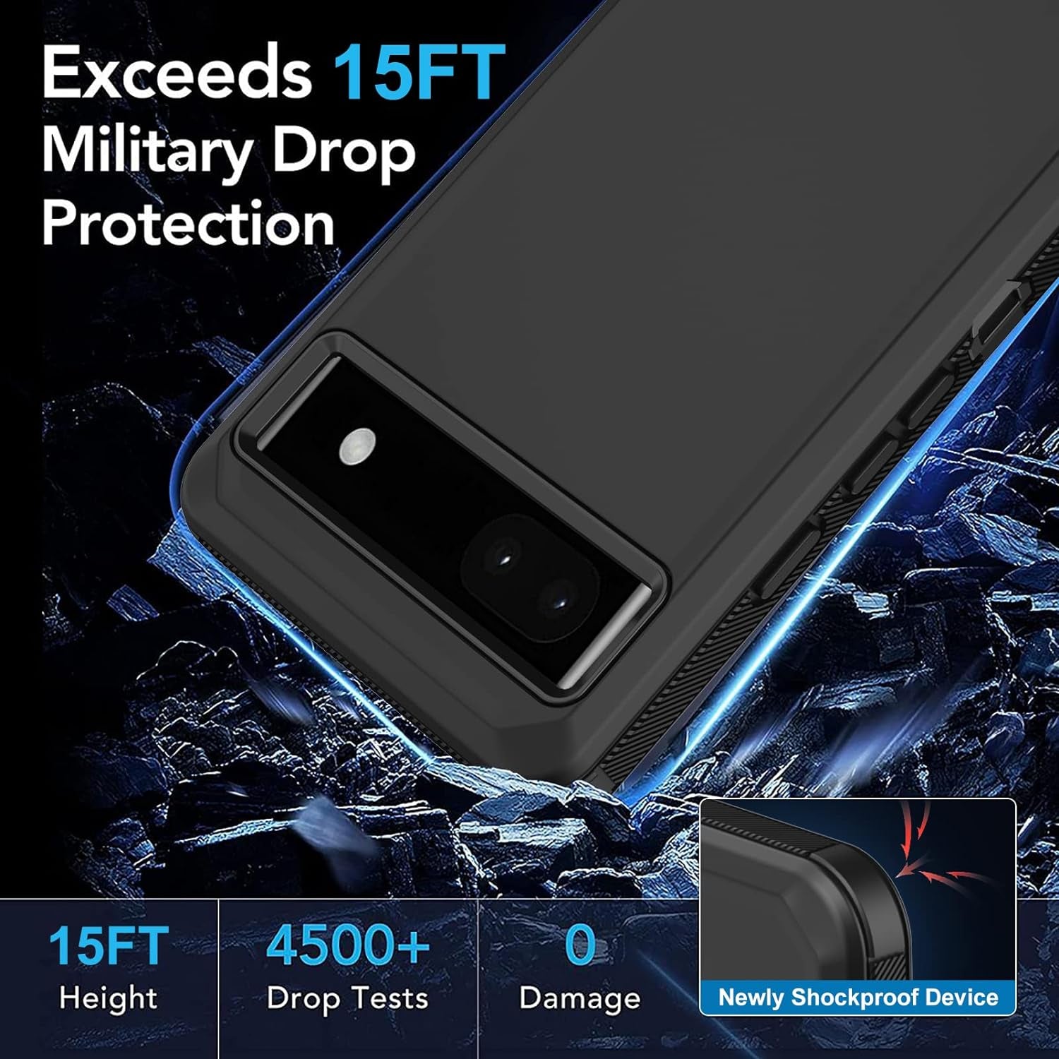 Aimoll-88 for Google Pixel 6A Case, with Built in Screen Protector Heavy Duty Drop Protection, Full Body Rugged Shockproof Dustproof Tough Protective Phone Cover for Google Pixel 6A Black  Aimoll-88   