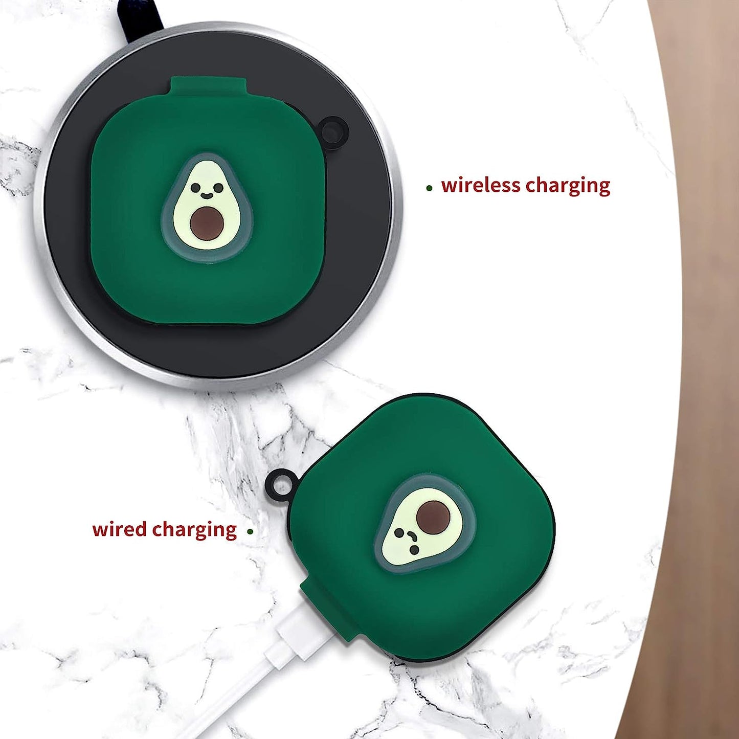 Newseego Compatible with Samsung Galaxy Buds 2 (2021)/Galaxy Buds Pro Case/Galaxy Buds Live 2020 Case, Cute 3D Funny Protective Cover Soft Silicone Cartoon Case with Keychain Fashion Design-Avocado  Newseego   