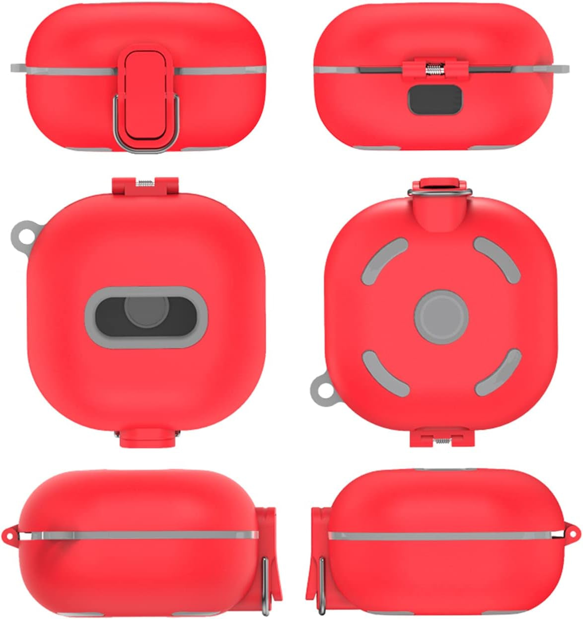 [Upgrade Secure Lock] Case for Samsung Galaxy Buds 2 Pro/Galaxy Buds 2/Galaxy Buds Pro/Galaxy Buds Live, Shock-Absorbing Protective Armor Cover TPU Hard Shell with Carabiner & Lanyard(Red)  VAEKNVG   
