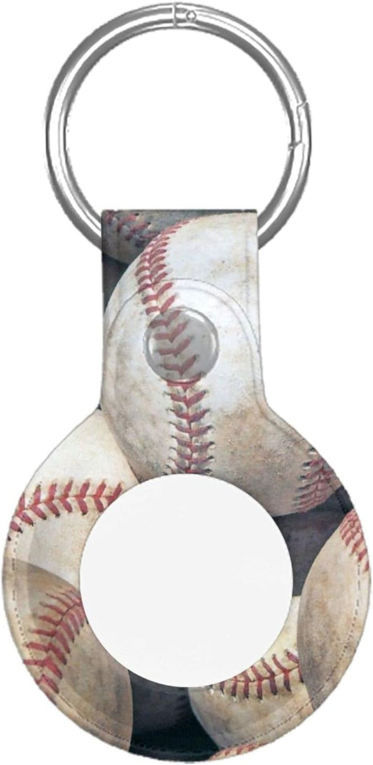 Baseball Protective Airtag Holder Cover, Keychain Anti-Lost Leather Airtags Case Compatible with Dog Collar Key Ring Airtag Accessories  Gocerktr   