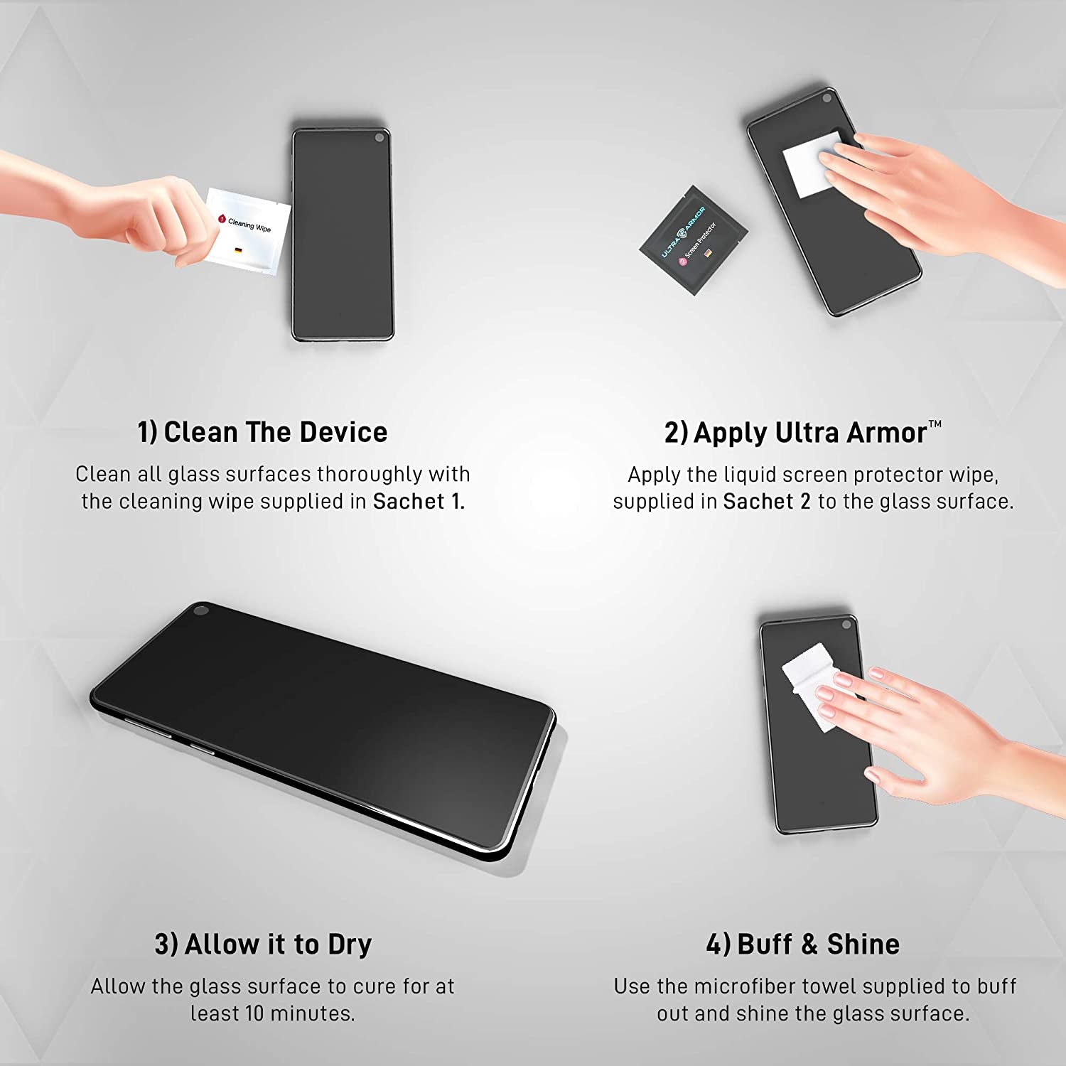 Ultra Armor Liquid Glass Screen Protector for All Smartphones Tablets and Watches Wipe on Nano Protection - Universal  ULTRA ARMOR   