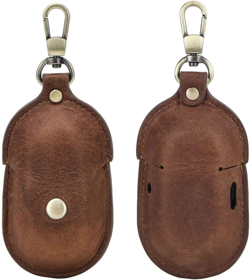 UKCOCO Compatible for Samsung Galaxy Buds Case Leather Shockproof Protective Earbuds Case with Carabiner Keychain - Brown  UKCOCO   