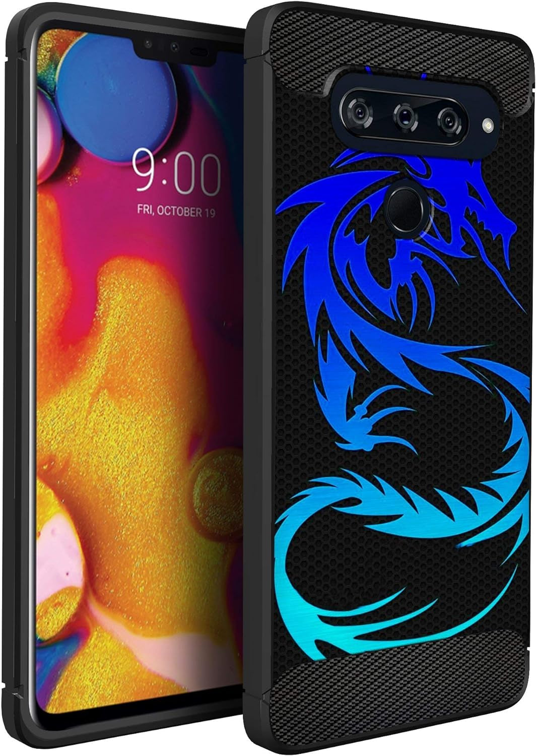 Casesondeck Case Compatible with [LG V40 Thinq] Pictorial Patterned TPU Design Case Flexible Slim and Elegant (Astronaut)  CasesonDeck Blue Dragon  