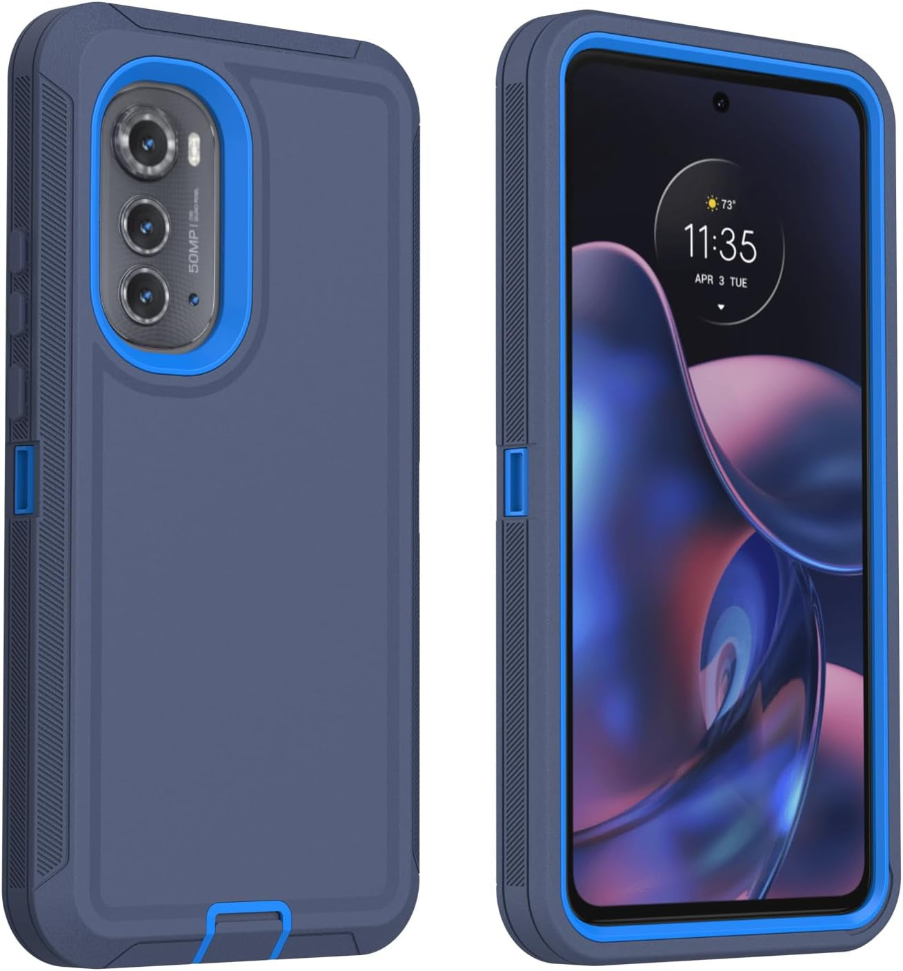 For Motorola Edge 2022 Case, Defender Case Heavy Duty Shockproof Dustproof 3 in 1 Rugged Protective Phone Cover for Motorola Moto Edge 2022 (Black)  AZSXLG Blue  