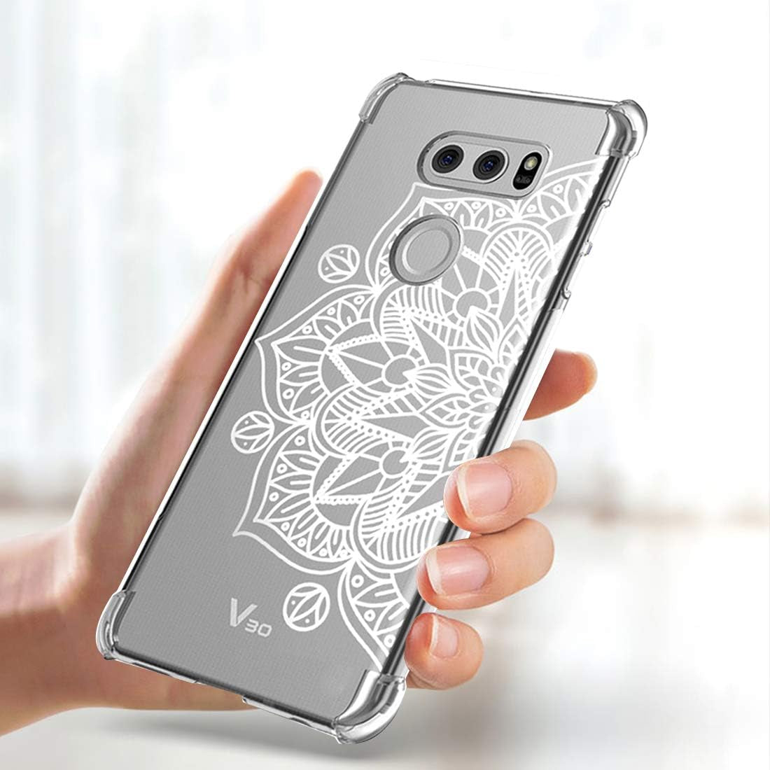 Gufuwo Flowers Clear Slim Designed for LG V30 Case, Shock-Absorption Floral Flexible Soft TPU Protective Case Cover for LG V30,For LG V30S,For LG V30 Plus,For LG V35,For LG V35 Thinq (Mandala)  Gufuwo   