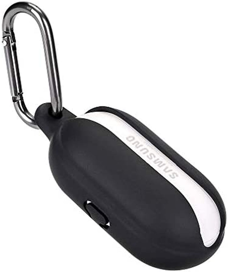 Fironst Silicone Case for Galaxy Buds (Plus), with Carabiner Protective Cover Soft and Shock Resistant Compatible with Fast Wireless Charging for Samsung Galaxy Earbuds & Buds+ 2020 (Glittery Pink)  Fironst Black  