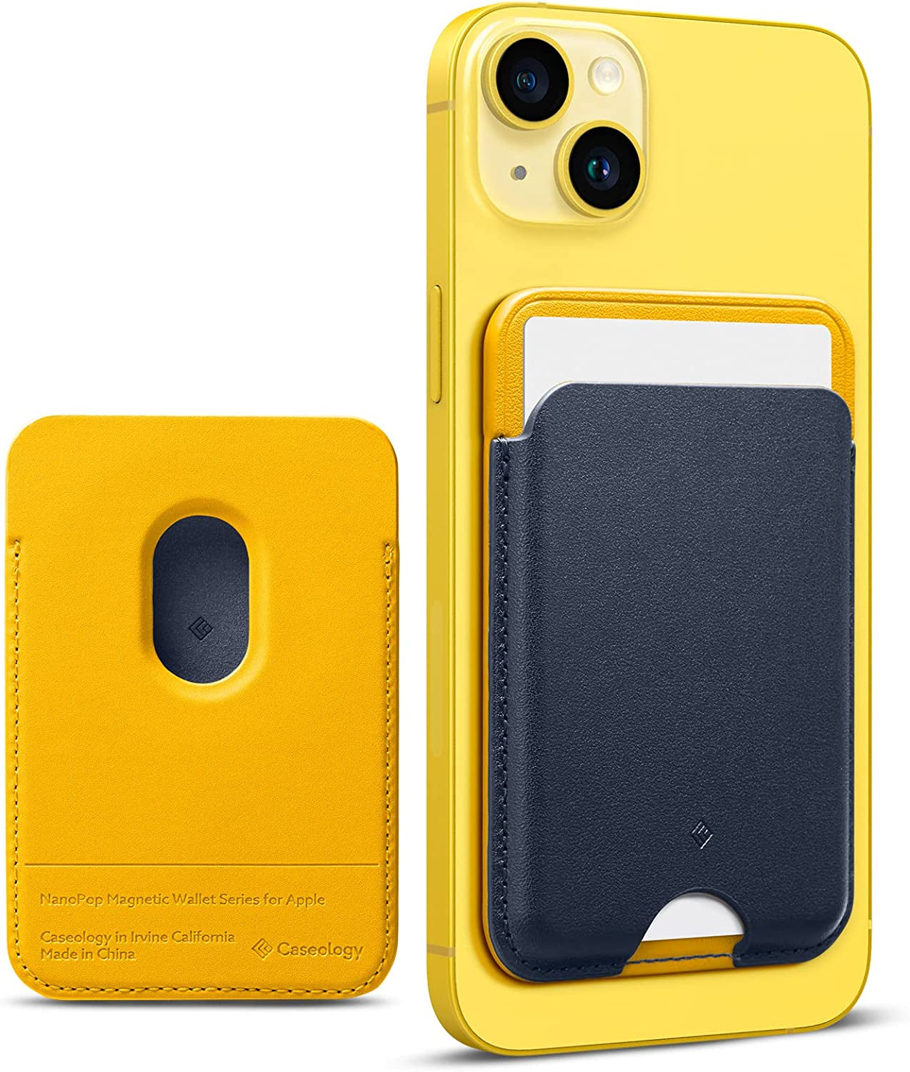 Caseology Nano Pop [Built-In Magnet] Vegan Leather Card Case Magnetic Card Holder Wallet Sleeve Designed for Magsafe for Iphone 14 Series for Iphone 13 Series for Iphone 12 Series - AVO Green  Spigen Blueberry Navy  