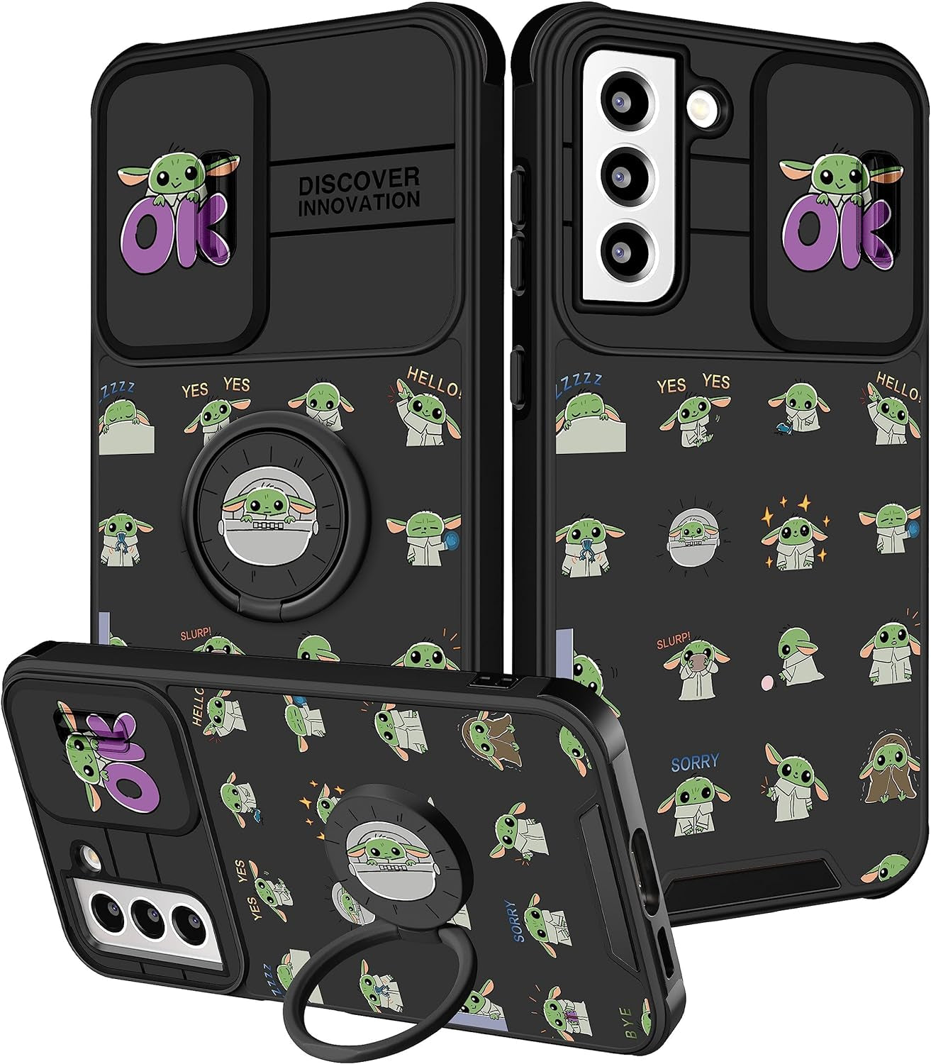 Oqpa for Samsung Galaxy S22 plus Phone Case Cute Cartoon Galaxy S22 plus Case with Camera Cover+Ring Holder for Women Girly Girls Boys Kids Kawaii Funny Case for Samsung S22 Plus, Minn Micki  meitong2020 Youda  