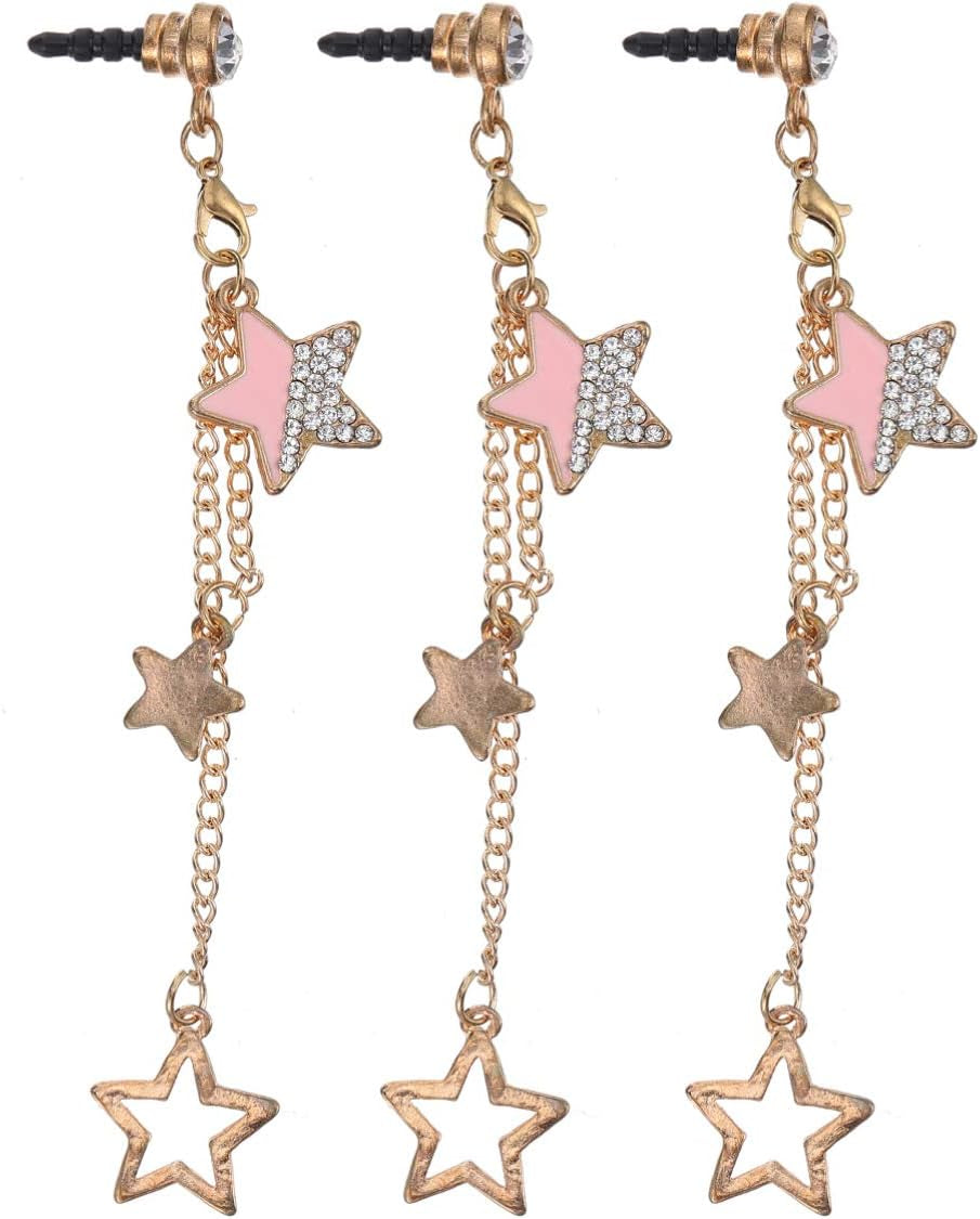 Hemobllo 3Pcs Cell Phone Dust Plug Cute Star Dust Plug Charm Earphone Anti-Dust Plug for Phone Headphone Smartphone Earphone 3.5Mm  Hemobllo   