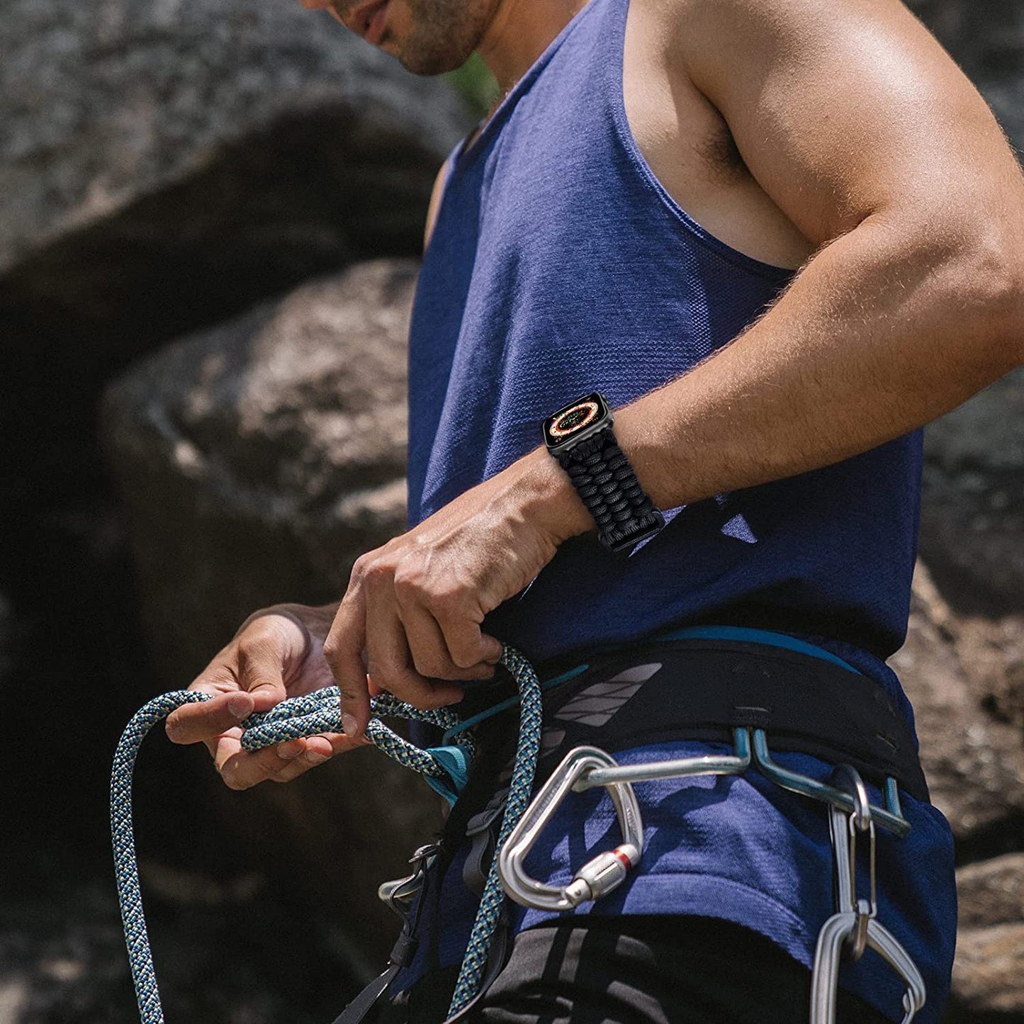 CAGOS Compatible with Apple Watch Band 49Mm 45Mm 44Mm 42Mm, Rugged Survival Paracord Nylon Strap Braided Sport Loop for Iwatch Bands Ultra Series 8 7 6 5 4 3 2 1 SE Men  CAGOS   