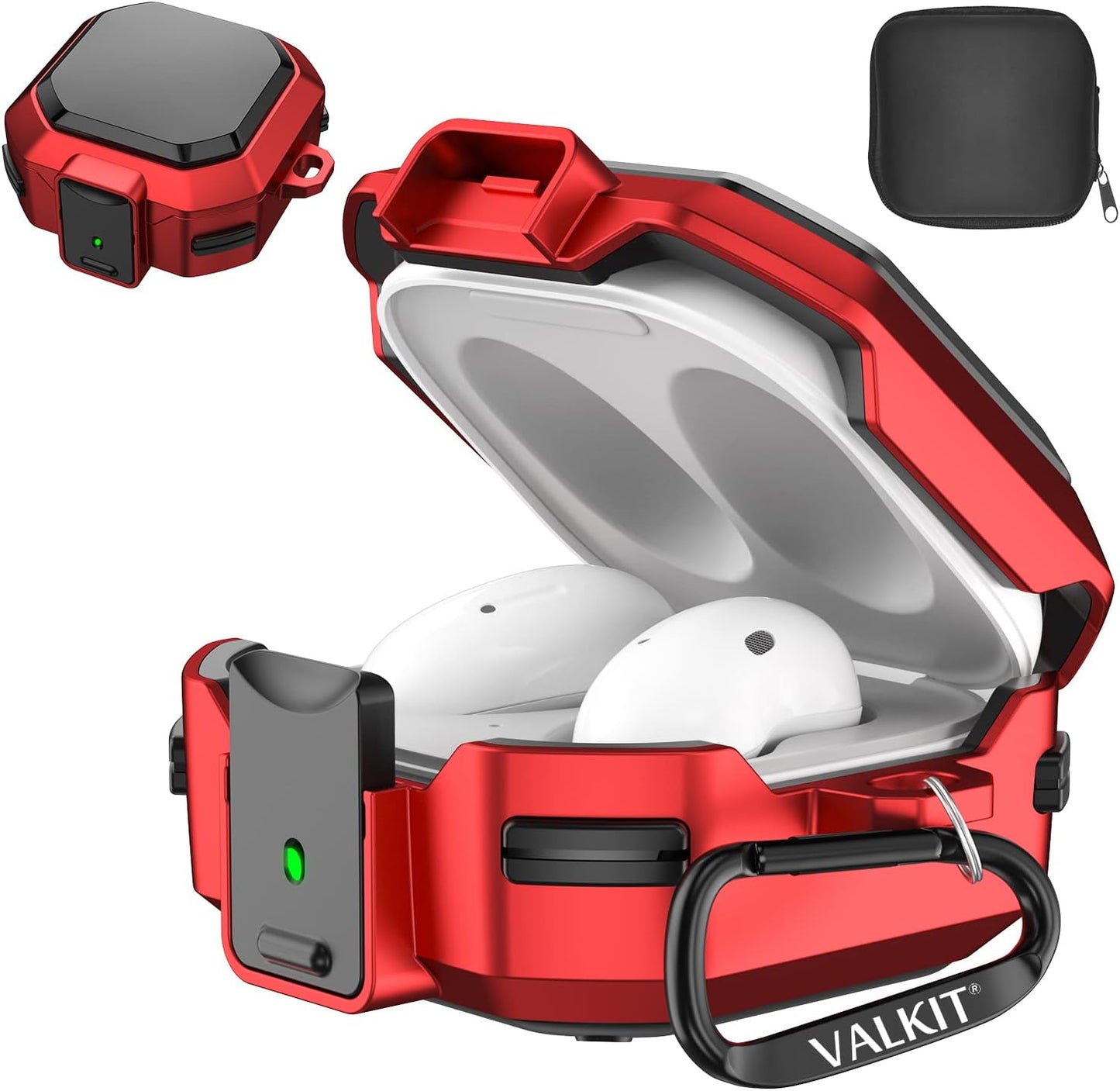 Valkit Compatible Galaxy Buds 2 Pro/Galaxy Buds 2/Galaxy Buds Pro/Buds Live Case with Lock, Full Body Protective Case for Men Women Shockproof Skin Cover for Samsung Earbuds with Keychain,Blue  VKT Black/Red  