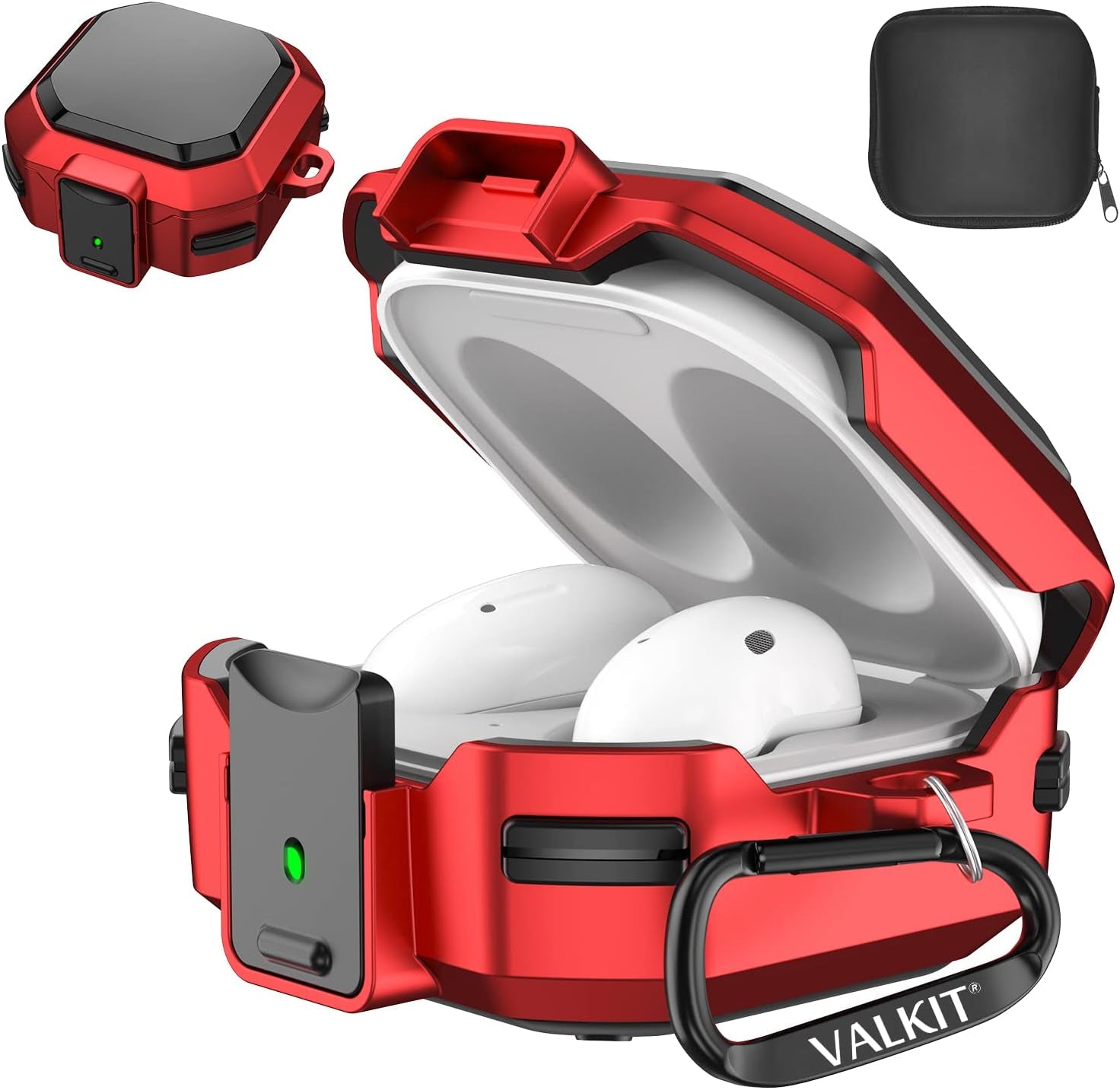 Valkit Compatible Galaxy Buds 2 Pro/Galaxy Buds 2/Galaxy Buds Pro/Buds Live Case with Lock, Full Body Protective Case for Men Women Shockproof Skin Cover for Samsung Earbuds with Keychain,Blue  VKT Black/Red  