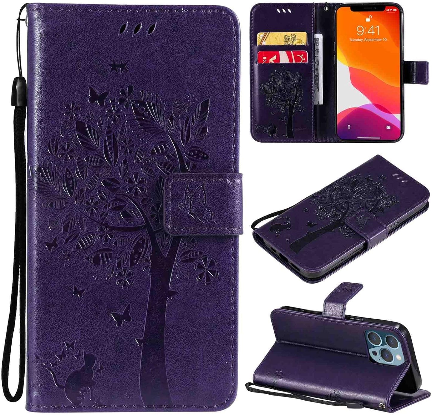 Fansipro Phone Cover Wallet Folio Case for LG G7 THINQ, Premium PU Leather Slim Fit Cover for G7 THINQ, 2 Card Slots, Exactly Fit, Gray  Fansipro Purple  