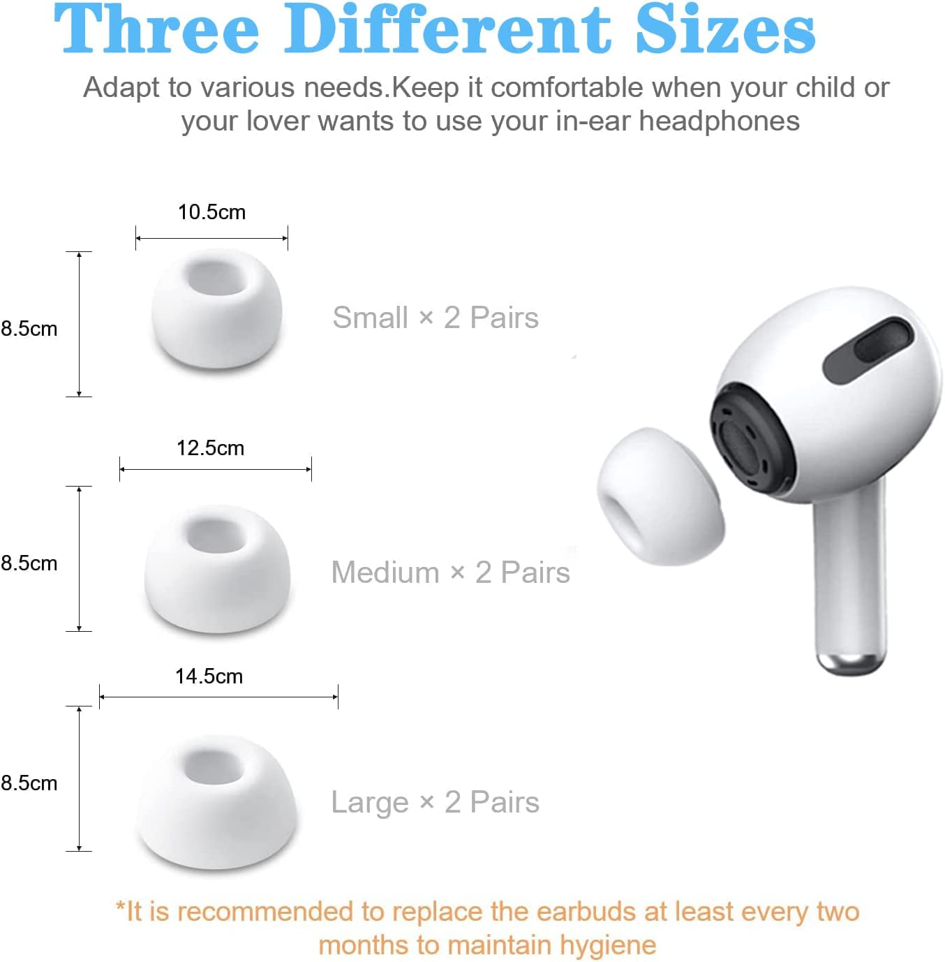 12 Pieces Replacement Ear Tips for Airpods Pro Accessory Silicone Ear Buds Tips with Noise Reduction Hole Airpods Pro Ear Tips with Portable Storage Box and Fit in the Charging Case (S/M/L, White)  MEEAJA   