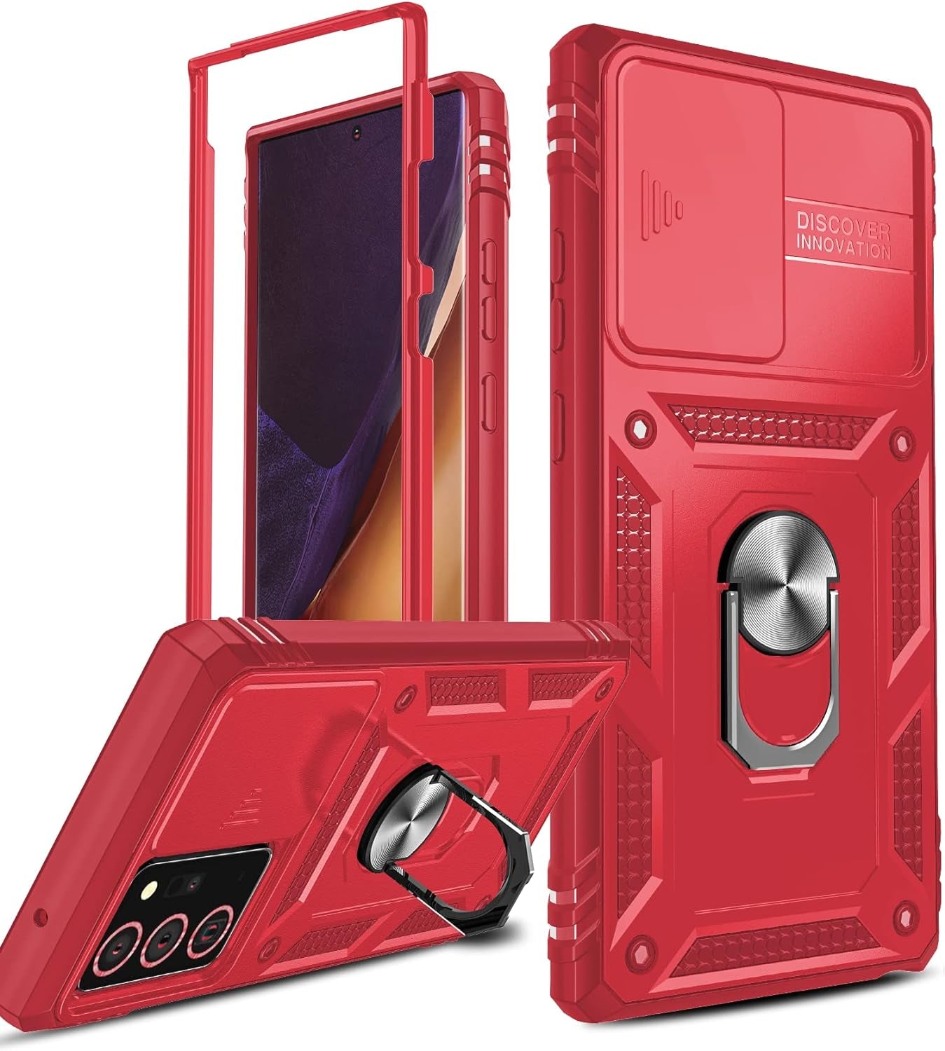 Leyi for Samsung Note 20 Ultra Case: Note 20 Ultra Case [Not for Note 20], 360 Full Body Military-Grade Phone Case with Slide Camera Cover & Metal Ring Heavy Duty Protective Case Note 20 Ultra, Green  LeYi Red  