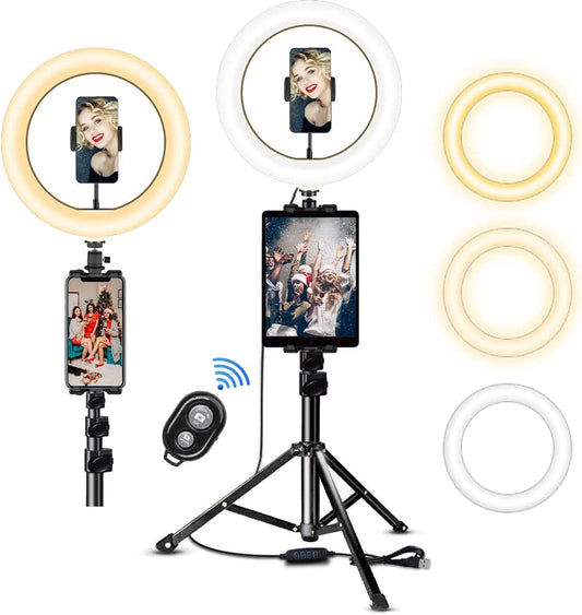 10.2 Inch Ring Light with Stand, SAVEYOUR Selfie LED Ring Light with Tripod & Cell Phone Holder & Pad Holder for Live Stream/Makeup/Photography/Video Compatible with Ipad Iphone Android  saveyour   