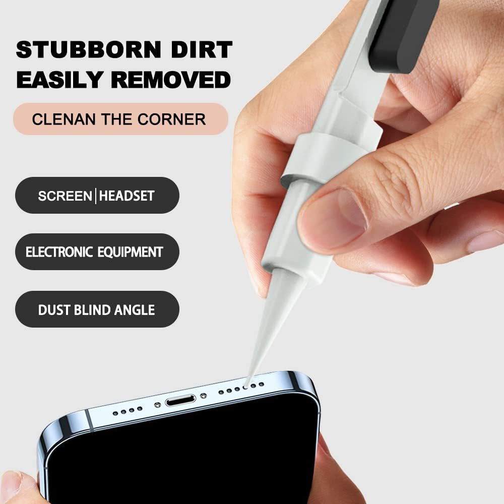 6 in 1 Keyboard Cleaner Kit Earphone Cleaner Kit with Brush Spong Pen Nibs for Electronic Cleaning Cellphone Hole Earbuds Monitor (White)  Minlebao   