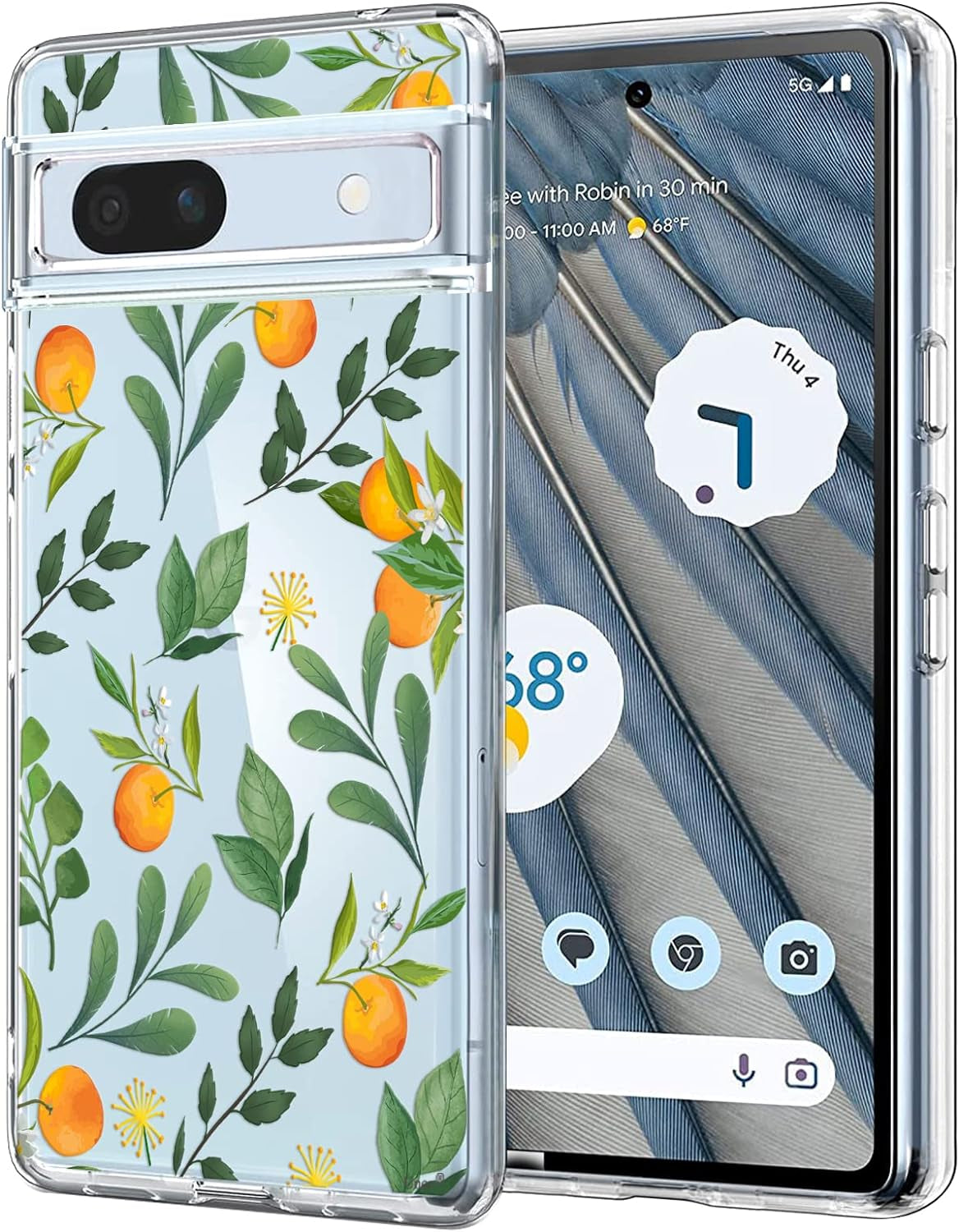 Unov Compatible with Pixel 7A Case Clear with Design Soft TPU Shock Absorption Slim Embossed Pattern Protective Back Cover for Pixel 7A 5G (Flower Butterfly)  Unov Citrus Flavors Google Pixel 7A 