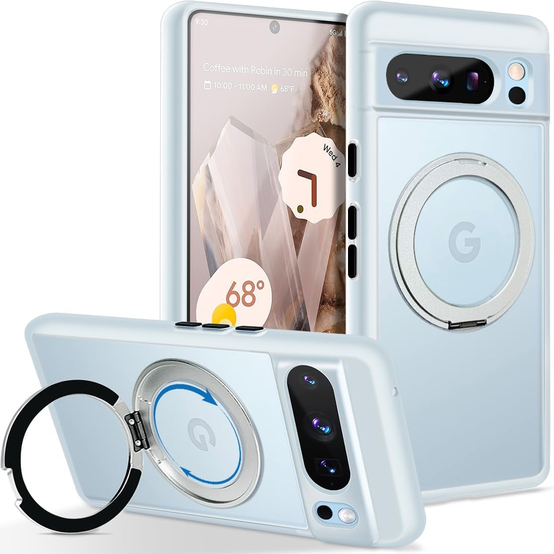 MALEWOLF for Google Pixel 8 Pro Magnetic Case Compatible with Magsafe [Invisible Kickstand] Shockproof Anti-Fingerprint Matte Translucent Cover Protective Phone Case for Pixel 8 Pro 5G (Frosted Clear)  MALEWOLF   