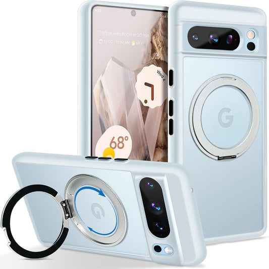 MALEWOLF for Google Pixel 8 Pro Magnetic Case Compatible with Magsafe [Invisible Kickstand] Shockproof Anti-Fingerprint Matte Translucent Cover Protective Phone Case for Pixel 8 Pro 5G (Frosted Clear)  MALEWOLF   