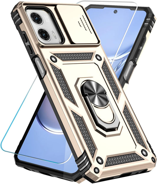 Sunstory for Motorola Moto G Power 5G 2023 Case with Tempered Glass Screen Protector & Slide Camera Cover & Kickstand, [Military-Grade] Phone Case for Moto G Power 5G 2023 (Gold)  SunStory   