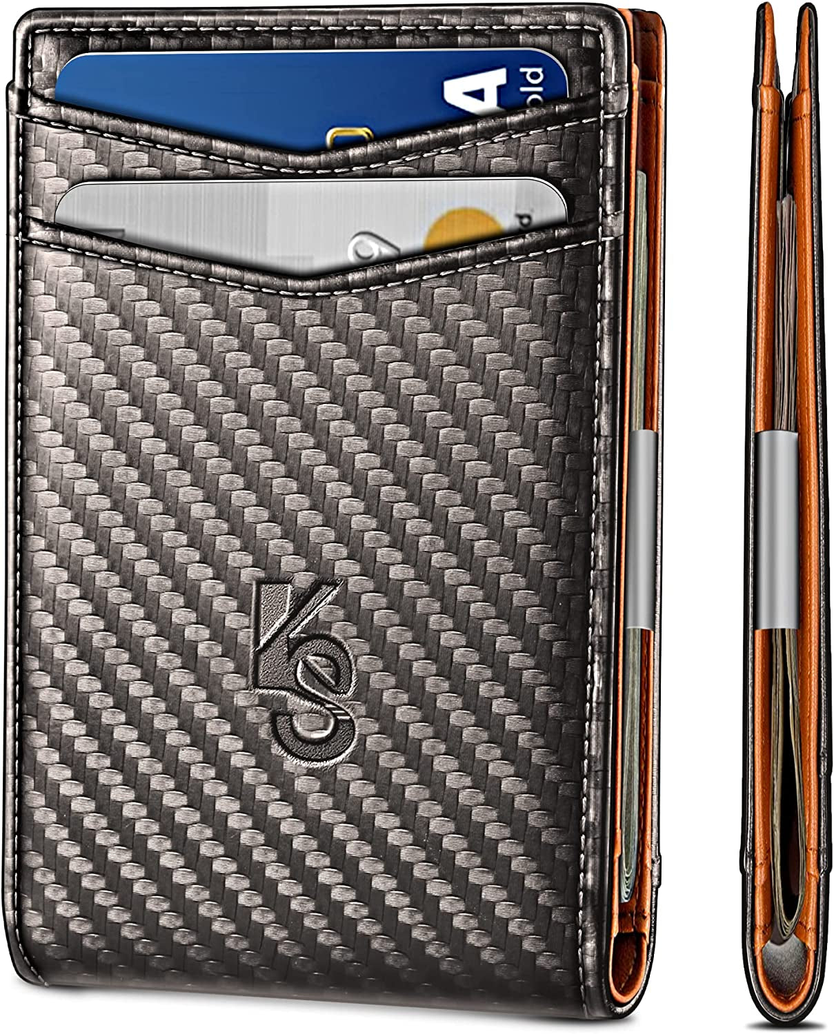 KEMISANT Mens Wallet for Airtag or Standard Use, Slim Front Pocket Wallet 11 Cards RFID Blocking,No Hole  KEMISANT   