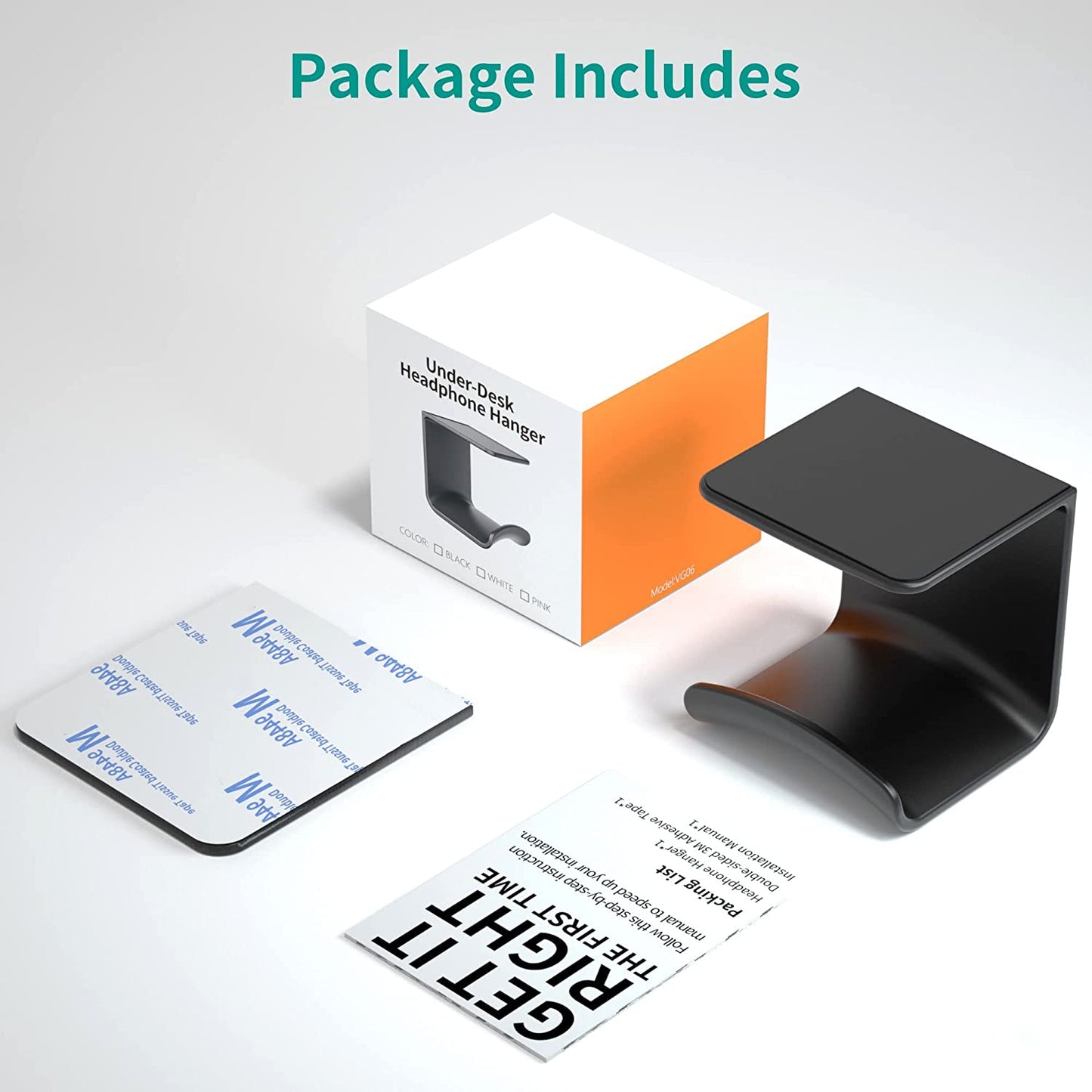 Homemount Headphone Hook under Desk - Headphone Holder under Table, Adhesive Gaming Headphone Stand Hanger Desk Mount for Most Headphone（Black）  HomeMount   