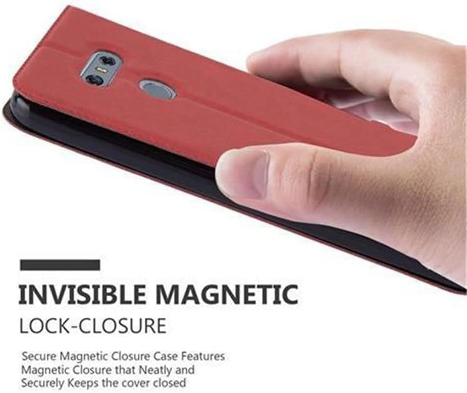 Cadorabo Book Case Compatible with LG G6 in Saffron RED - with Magnetic Closure, 2 Viewing Windows and Stand Function - Wallet Etui Cover Pouch PU Leather Flip  Cadorabo   