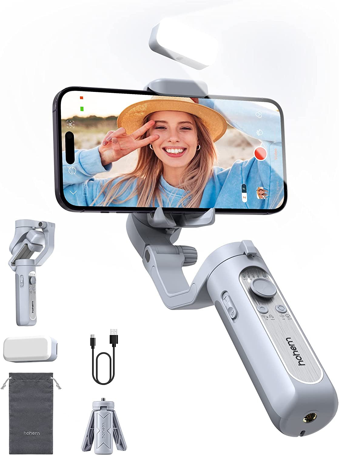 Hohem Isteady XE Kit Gimbal Stabilizer for Smartphone, 3-Axis Phone Gimbal, Magnetic Fill Light, Portable and Foldable, Stabilizer for Iphone & Android, One-Key Inception, Gimbal for Video Recording  hohem Technology Co., LTD.   