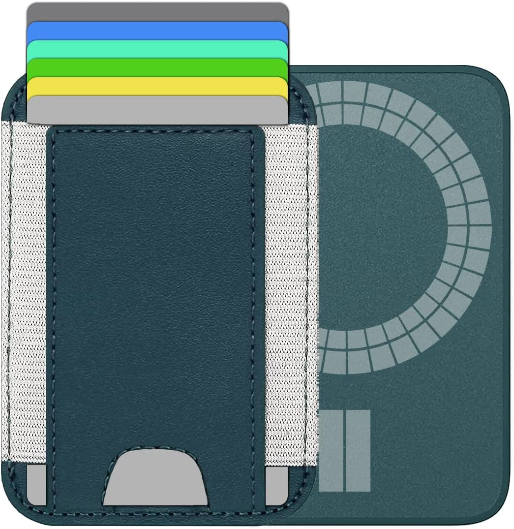Magnetic Card Holder Designed for Magsafe Wallet, Designed for Iphone 12 13 14 15 Pro Max Mini, Highimitation Leather, Strong Magnet on Back, Quick Access (3 Cards, Dark Cherry)  Python Trend One 6 Cards, Blue Green  