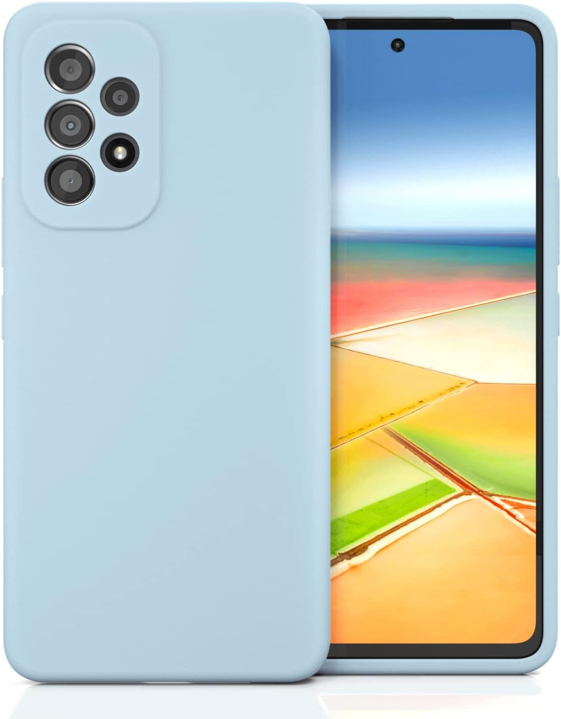 SYMOCA Liqiud Silicone Case for Samsung Galaxy A53 5G Silky Silicone Slim Full-Body Protective Shockproof Cover with Microfiber Lining Compatible with Galaxy A53 5G 6.5" (Jean Blue)  SYMOCA Sky Blue  