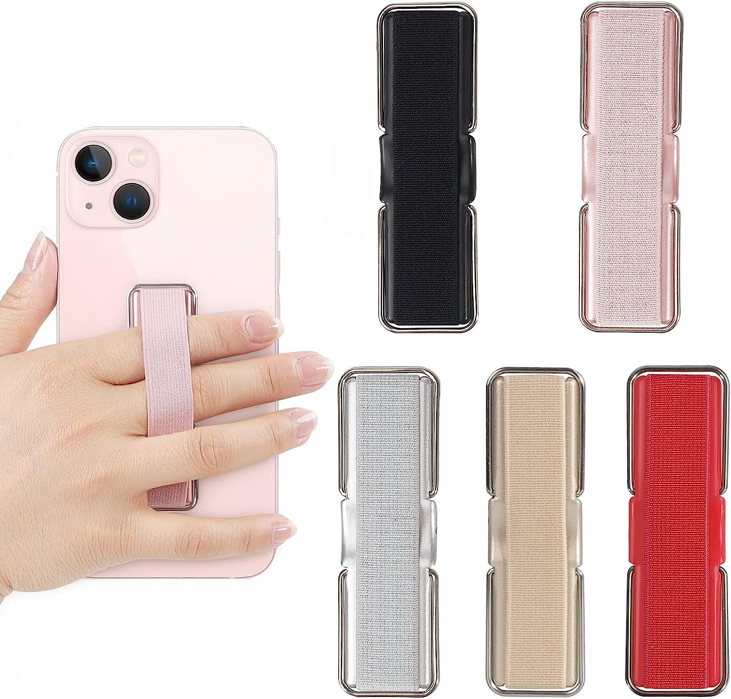 Phone Strap, CISID 4 Pcs Phone Finger Holder Back of Phone Grip with Stand Suitable for Iphone Samsung and Most Smartphones(Black Black Silver Rose Gold 4PCS)  GZ LW Shanshui PIJU Black,Silver,Rose Gold,Gold,Red  